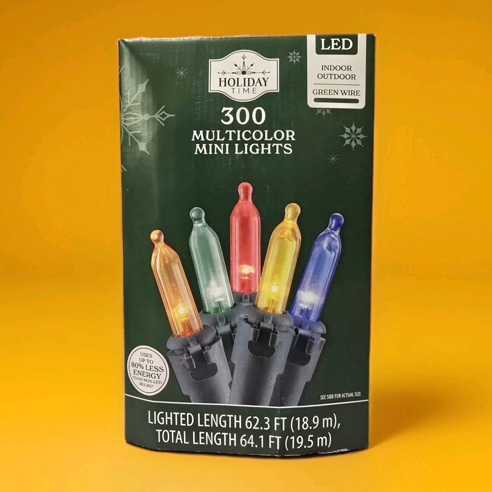 Holiday Time 300-Count Indoor and Outdoor Multicolor Mini Christmas Lights NEW